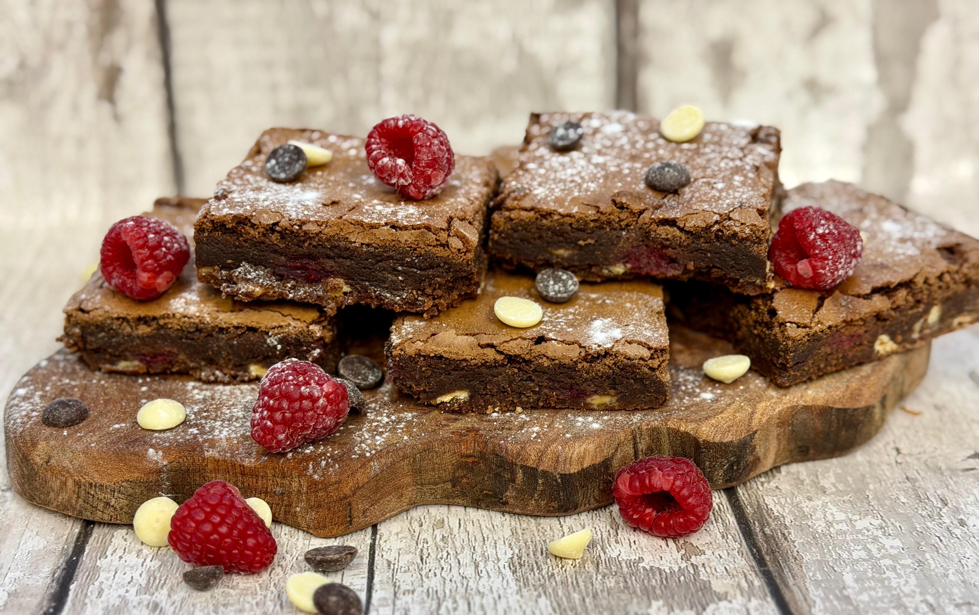 Raspberry & White Chocolate Brownie – Lazy Cow Cake Company