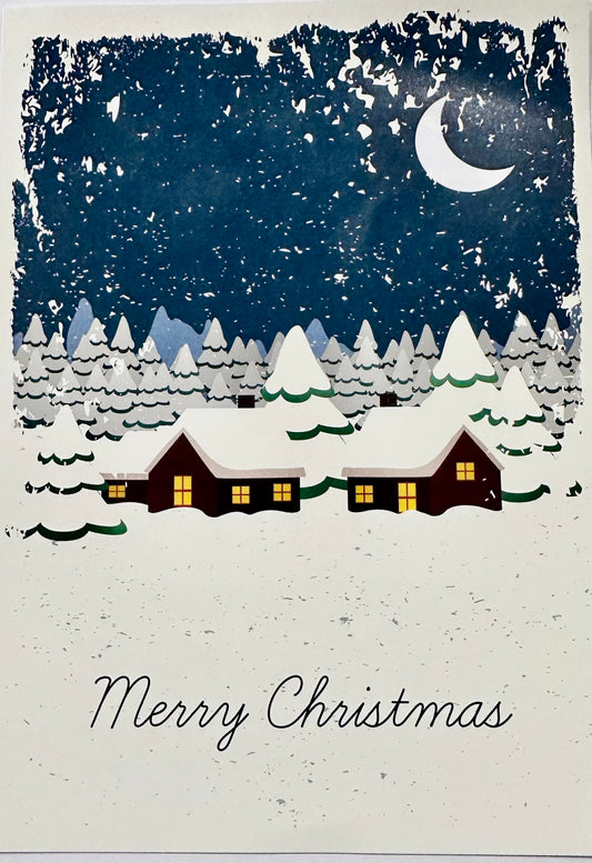 Merry Christmas Starry Night - Cake Card